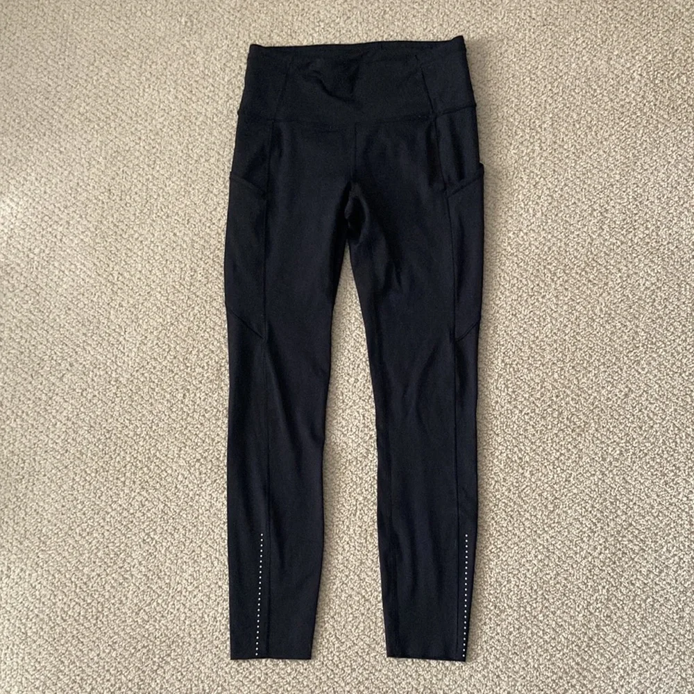 Lululemon Fast and Free High Rise Tight 25” 2017 Black Size 6 Nulux Pockets EUC